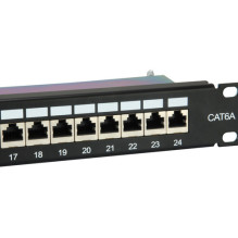 Equip panel splitter 24x RJ45 Cat6A 19" FTP 1HE ISO / IEC Black Equip panel splitter 24x RJ45 Cat6A 19" FTP 1HE ISO / IEC Black