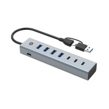 CONCEPTRONIC 7-portu USB-A3.0 / -C šakotuvas su adapteriu - 4x A3.0 + be maitinimo adapteris, pilkas CONCEPTRONIC 7-portu USB-A3.0 / -C šakotuvas su adapteriu - 4x A3.0 + be maitinimo adapteris, pilkas