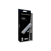 CONCEPTRONIC 7-portu USB-A3.0 / -C hub with adapter - 4x A3.0 + powerless adapter, gray CONCEPTRONIC 7-portu USB-A3.0 / -C hub with adapter - 4x A3.0 + powerless adapter, gray