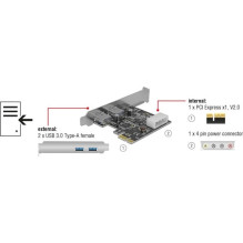 DELOCK PCI Express card 2x USB3.2 Gen 1 external + LowProfile DELOCK PCI Express card 2x USB3.2 Gen 1 external + LowProfile