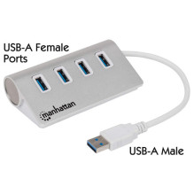MANHATTAN USB hub 4 ports 4xUSB3.0 Alu Strom: USB MANHATTAN USB hub 4 ports 4xUSB3.0 Alu Strom: USB