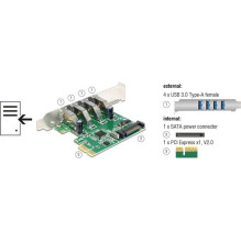 DELOCK PCI Express karte 4x USB3.0 ārējā + LowProfile