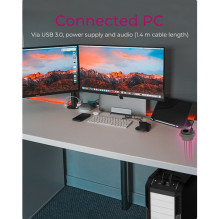 Stalinis USB šakotuvas IB-HUB1430 80 mm, 4x USB 3.0 A tipo, audio įvestis / išvestis, kontaktas 220V Stalinis USB šakotuvas IB-HUB1430 80 mm, 4x USB 3.0 A tipo, audio įvestis / išvestis, kontaktas 220V