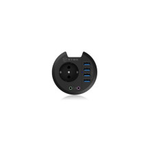 Desktop USB hub IB-HUB1430 80 mm, 4x USB 3.0 Type-A, audio input / output, contact 220V Desktop USB hub IB-HUB1430 80 mm, 4x USB 3.0 Type-A, audio input / output, contact 220V