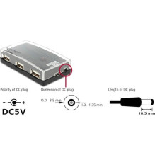 DELOCK USB-HUB 4-Port USB, juodas, su išoriniu maitinimo šaltiniu DELOCK USB-HUB 4-Port USB, juodas, su išoriniu maitinimo šaltiniu