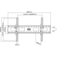 MANHATTAN universalus sieninis laikiklis 37"-70" / 75kg sulankstomas, mažmeninės prekybos
