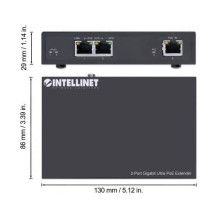 Intellinet Network Solutions Ultra PoE 2-Port Gigabit Network Extender 802.3at / af