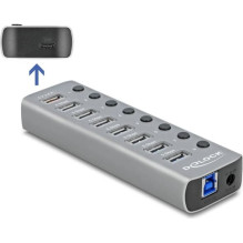 USB centrmezgls Delock 1x USB-C + 8x USB-A 3.2 Gen1 (63264)