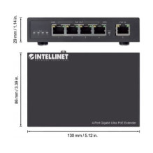 Intellinet „Network Solutions Ultra PoE“ 4 prievadų gigabito tinklo ilgintuvas 802.3at / af Intellinet „Network Solutions Ultra PoE“ 4 prievadų gigabito tinklo ilgintuvas 802.3at / af