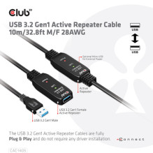 USB cable Club 3D USB-A - USB-A 10 m Black (500286) USB cable Club 3D USB-A - USB-A 10 m Black (500286)