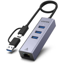 Unitek USB C Hub 4-in-1 Ethernet 3 x USB A 5 Gbps with USB A adapter Unitek USB C Hub 4-in-1 Ethernet 3 x USB A 5 Gbps with USB A adapter
