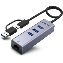 Unitek USB C Hub 4-in-1 Ethernet 3 x USB A 5 Gbps with USB A adapter Unitek USB C Hub 4-in-1 Ethernet 3 x USB A 5 Gbps with USB A adapter