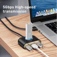 Baseus kvadratinis apvalus USB adapteris USB 3.0 / 3x USB 2.0 / 1m Baseus kvadratinis apvalus USB adapteris USB 3.0 / 3x USB 2.0 / 1m