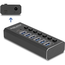 USB šakotuvas Delock DELOCK 7 prievadų USB šakotuvas su 4 prievadais (10 Gbps) ir 4 greito įkrovimo prievadais (5 Gbps),