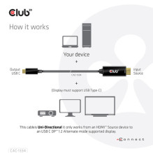 Club3D HDMI kabelis A – USB-C, aktyvus 4K60Hz 1,8m mažmeninė prekyba Club3D HDMI kabelis A – USB-C, aktyvus 4K60Hz 1,8m mažmeninė prekyba