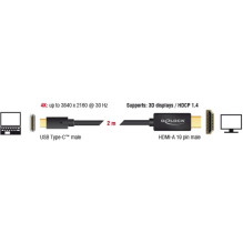 USB kabelis Delock USB-C - HDMI 2 m Black (85259) USB kabelis Delock USB-C - HDMI 2 m Black (85259)