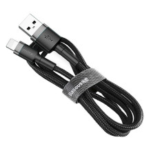 Baseus „Lightning“ kavinės laidas 2.4A 0.5m Pilkas + juodas (CALKLF-AG1) Baseus „Lightning“ kavinės laidas 2.4A 0.5m Pilkas + juodas (CALKLF-AG1)