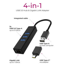 Hub IcyBox 4-portu USB 3.0 centrmezgls un LAN adapteris IB-HUB1419-LAN Hub IcyBox 4-portu USB 3.0 centrmezgls un LAN adapteris IB-HUB1419-LAN