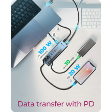USB centrmezgls Icy Box ICY BOX IB-HUB1743-CPD 9-in-1 ar PD un USB-C / USB-A USB centrmezgls Icy Box ICY BOX IB-HUB1743-CPD 9-in-1 ar PD un USB-C / USB-A