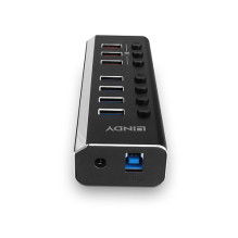 USB šakotuvas Lindy LINDY 4 prievadų USB 3.0 šakotuvas su 3 greito įkrovimo prievadais USB šakotuvas Lindy LINDY 4 prievadų USB 3.0 šakotuvas su 3 greito įkrovimo prievadais