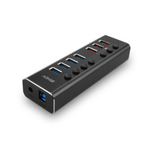 USB šakotuvas Lindy LINDY 4 prievadų USB 3.0 šakotuvas su 3 greito įkrovimo prievadais USB šakotuvas Lindy LINDY 4 prievadų USB 3.0 šakotuvas su 3 greito įkrovimo prievadais