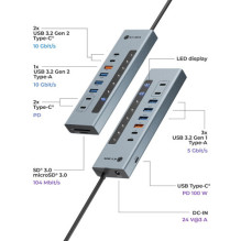USB šakotuvas Icy Box 11-in-1 USB 3.2 šakotuvas su C tipo jungtimi ir kortelių skaitytuvu IcyBox USB šakotuvas Icy Box 11-in-1 USB 3.2 šakotuvas su C tipo jungtimi ir kortelių skaitytuvu IcyBox