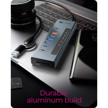 USB centrmezgls Icy Box 11-in-1 USB 3.2 centrmezgls ar Type-C un karšu lasītāju IcyBox USB centrmezgls Icy Box 11-in-1 USB 3.2 centrmezgls ar Type-C un karšu lasītāju IcyBox