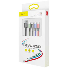 Kabelis Baseus cable USB 4in1 Lightning / 2x USB Type C / micro USB cable in nylon braid 3.5A 1.2m black (CA1T4-B01) Bla Kabelis Baseus cable USB 4in1 Lightning / 2x USB Type C / micro USB cable in nylon braid 3.5A 1.2m black (CA1T4-B01) Bla