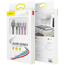Kabelis Baseus cable USB 4in1 Lightning / 2x USB Type C / micro USB cable in nylon braid 3.5A 1.2m black (CA1T4-B01) Bla Kabelis Baseus cable USB 4in1 Lightning / 2x USB Type C / micro USB cable in nylon braid 3.5A 1.2m black (CA1T4-B01) Bla