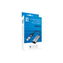 LevelOne Gigabit adapter USB-C / -A3.0- RJ45 2.5Gbps LevelOne Gigabit adapter USB-C / -A3.0- RJ45 2.5Gbps