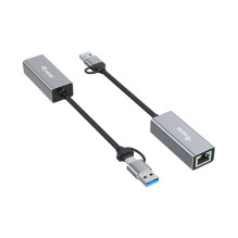 Perėjimo adapteris USB-C į RJ45 / USB-A adapteris St / Bu 0.15m Alu.
