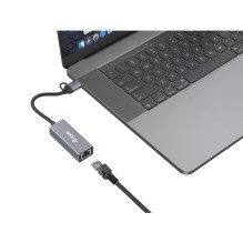 Transition adapter USB-C to RJ45 / USB-A Adapter St / Bu 0.15m Alu.