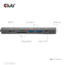 Club3D USB-C 7in1 šakotuvas HDMI / 2xUSB / USB-C / LAN 4K60Hz PD100W mažmeninei prekybai Club3D USB-C 7in1 šakotuvas HDMI / 2xUSB / USB-C / LAN 4K60Hz PD100W mažmeninei prekybai