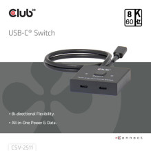 Club3D USB-C slēdzis 2 - 1 10Gbps + 100W PD St / Bu mazumtirdzniecība Club3D USB-C slēdzis 2 - 1 10Gbps + 100W PD St / Bu mazumtirdzniecība