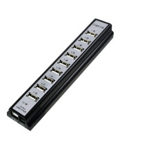 Logilink USB-HUB 10-portu su maitinimo bloku Juodas plastikas Logilink USB-HUB 10-portu su maitinimo bloku Juodas plastikas