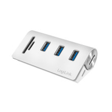 LogiLink USB 3.0 šakotuvas su 3 sidabrinės spalvos prievadais ir kortelių skaitytuvu LogiLink USB 3.0 šakotuvas su 3 sidabrinės spalvos prievadais ir kortelių skaitytuvu