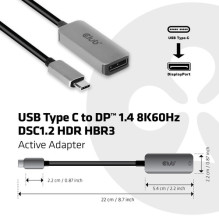 Club3D Adapter USB 3.2 Type C DP 1.4 8K60Hz HDR active St / Bu retail Club3D Adapter USB 3.2 Type C DP 1.4 8K60Hz HDR active St / Bu retail