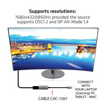 Club3D Adapter USB 3.2 Type C DP 1.4 8K60Hz HDR active St / Bu retail Club3D Adapter USB 3.2 Type C DP 1.4 8K60Hz HDR active St / Bu retail