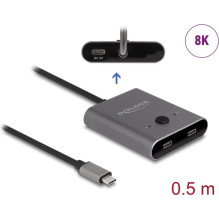 Delock USB 10 Gbps USB C tipo jungiklis 2 į 1 dvikryptis 8K Delock USB 10 Gbps USB C tipo jungiklis 2 į 1 dvikryptis 8K
