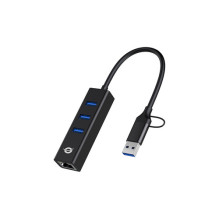 CONCEPTRONIC USB-C / -A3.0 adapter- 3xUSB-A / GbE 5Gbs 0.18m Black CONCEPTRONIC USB-C / -A3.0 adapter- 3xUSB-A / GbE 5Gbs 0.18m Black