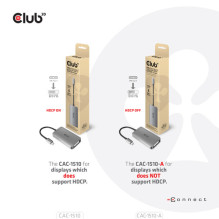 Club3D Adapteris USB 3.2 Typ C DVI-D HDCP Išjungtas aktyvus St / Bu mažmeninė prekyba Club3D Adapteris USB 3.2 Typ C DVI-D HDCP Išjungtas aktyvus St / Bu mažmeninė prekyba