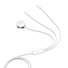Siksniņa Joyroom Joyroom S-IW008 3-in-1 cable magnetic charger USB-A - Lightning / USB-C 1.2m - white Siksniņa Joyroom Joyroom S-IW008 3-in-1 cable magnetic charger USB-A - Lightning / USB-C 1.2m - white