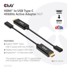 Adapteris USB Club 3D CAC-1333 USB-C - HDMI Black (500706) Adapteris USB Club 3D CAC-1333 USB-C - HDMI Black (500706)
