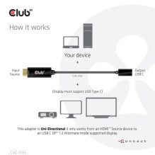 Adapteris USB Club 3D CAC-1333 USB-C - HDMI Black (500706) Adapteris USB Club 3D CAC-1333 USB-C - HDMI Black (500706)