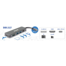 USB Hub D-Link DUB-2327 6-in-1 USB-C with HDMI / USB-PD / SD Reader in retail USB Hub D-Link DUB-2327 6-in-1 USB-C with HDMI / USB-PD / SD Reader in retail