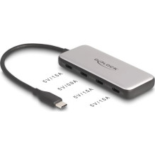 USB šakotuvas Delock DeLOCK USB 10 Gbps USB Type-C šakotuvas su 4 x USB Type-C, USB šakotuvas (grey) USB šakotuvas Delock DeLOCK USB 10 Gbps USB Type-C šakotuvas su 4 x USB Type-C, USB šakotuvas (grey)