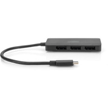 DIGITUS USB hub 3 ports C - 3xDP with cable Black DIGITUS USB hub 3 ports C - 3xDP with cable Black