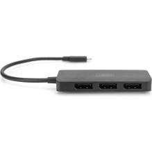 DIGITUS USB hub 3 ports C - 3xDP with cable Black DIGITUS USB hub 3 ports C - 3xDP with cable Black