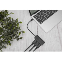 DIGITUS USB hub 3 ports C - 3xDP with cable Black DIGITUS USB hub 3 ports C - 3xDP with cable Black