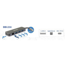 D-Link DUB-2334 USB-C to 1000MBit Adapter mit USB-Hub retail